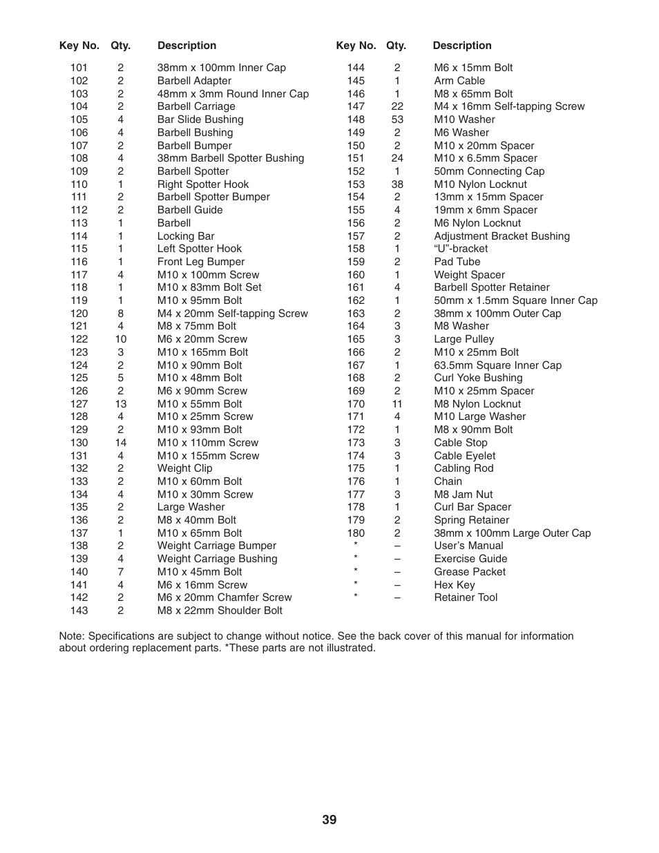 Gold's Gym GGCCBE8057.0 User Manual | Page 39 / 44