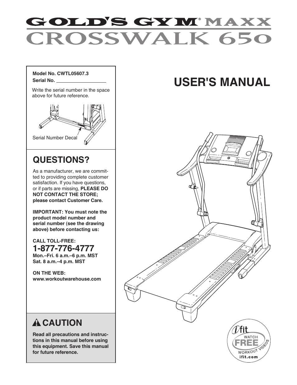 Gold's Gym Maxx Crosswalk 650 User Manual | 36 pages