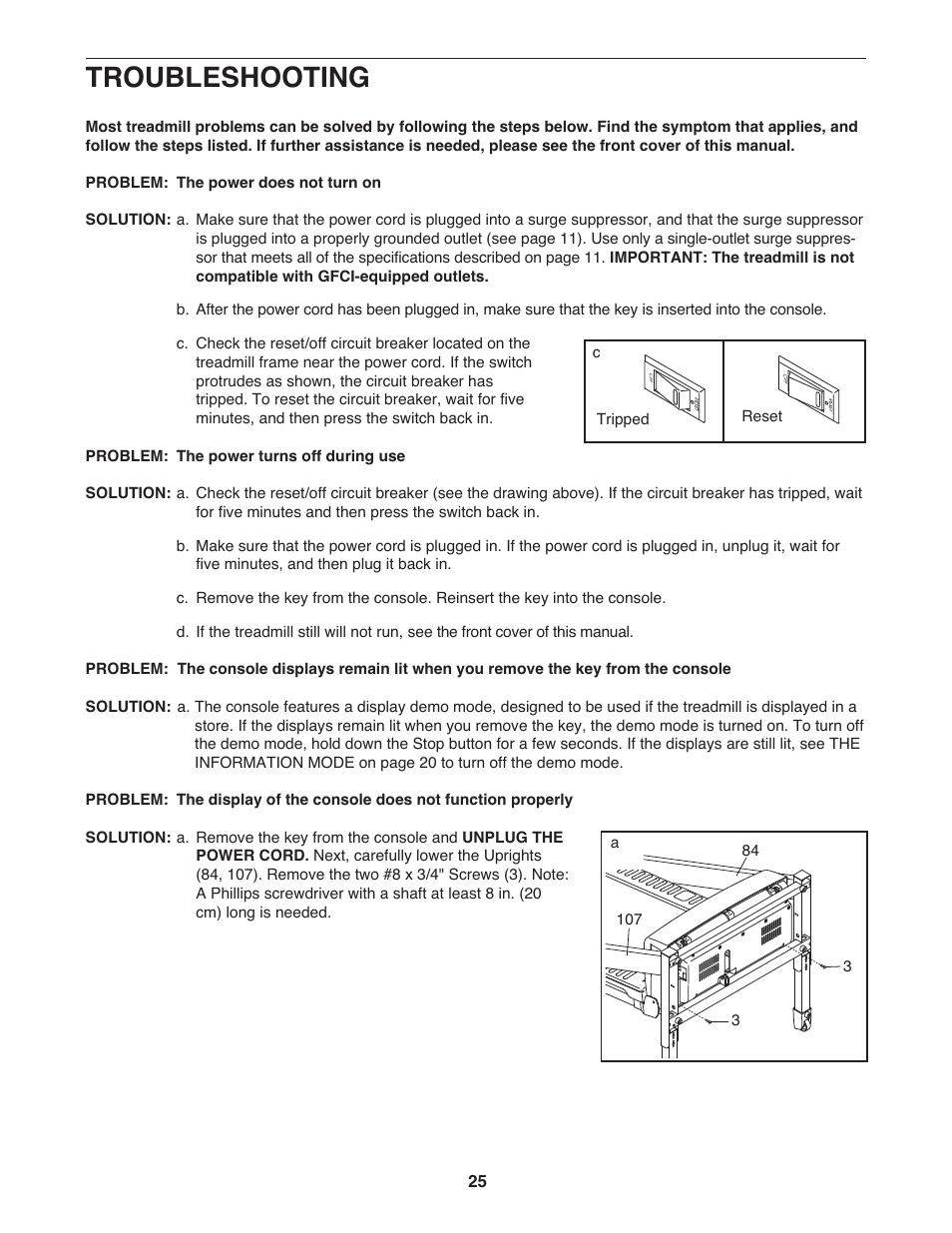 Troubleshooting | Gold's Gym Maxx Crosswalk 650 User Manual | Page 26 / 36