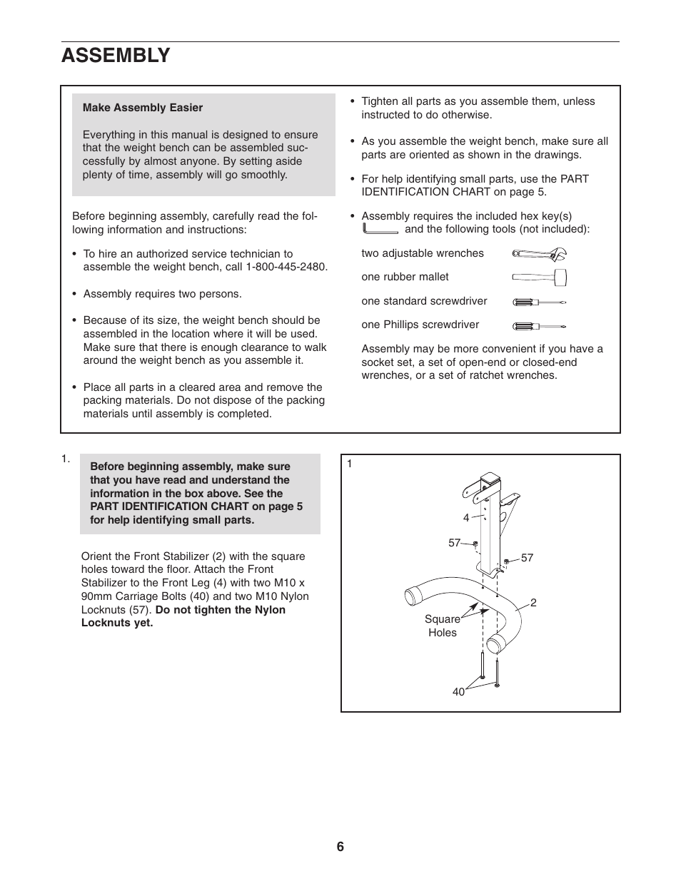 Assembly | Gold's Gym PLATINUM GGBE1658.0 User Manual | Page 6 / 20