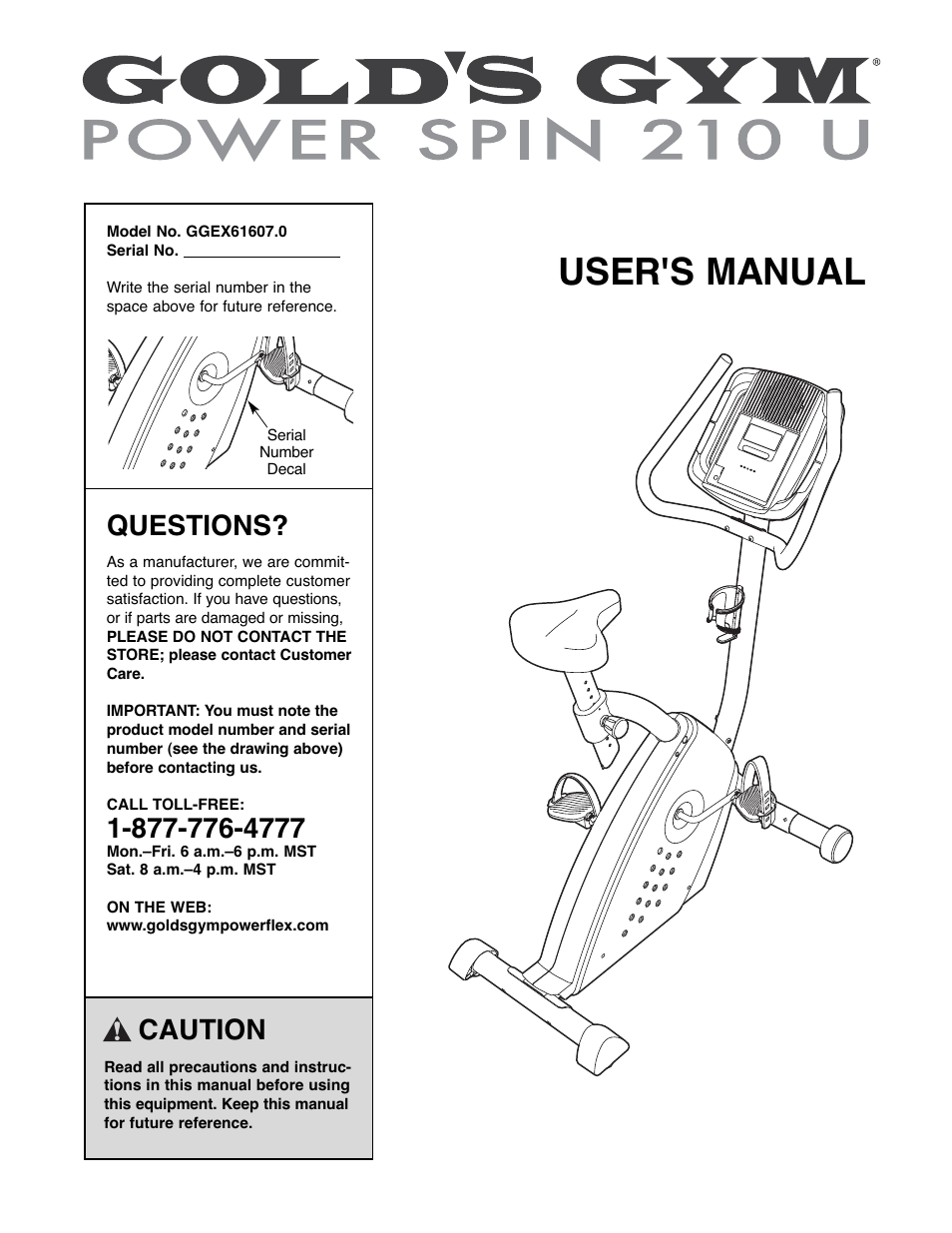 Gold's Gym GGEX61607.0 User Manual | 20 pages