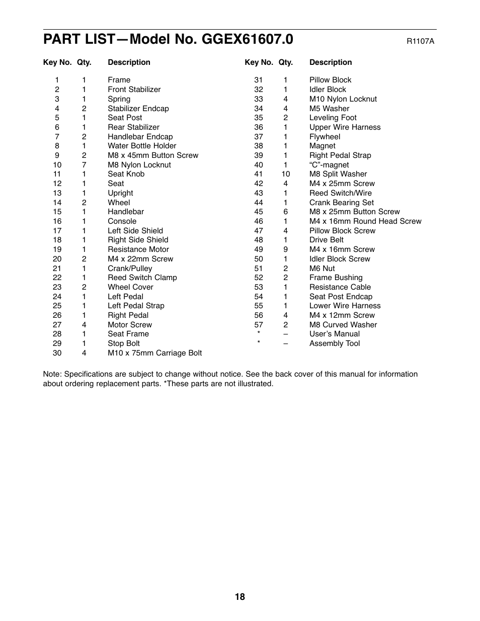 Gold's Gym GGEX61607.0 User Manual | Page 18 / 20