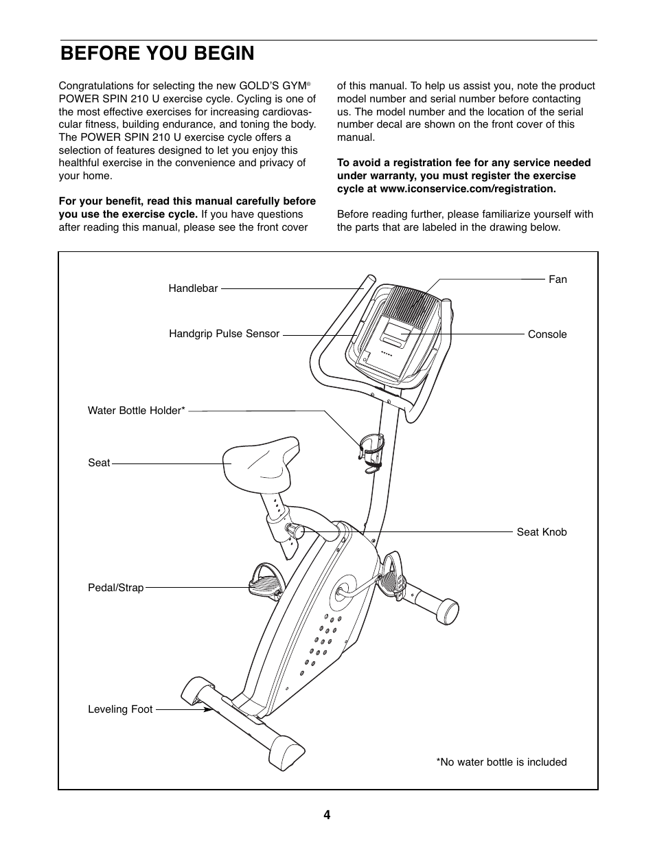 Before you begin | Gold's Gym GGEX61607.0 User Manual | Page 4 / 20