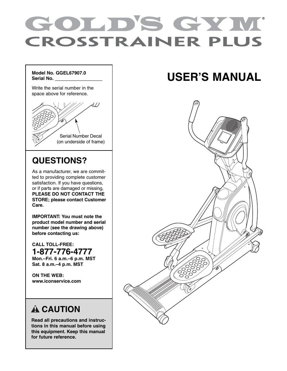 Gold's Gym GGEL67907.0 User Manual | 28 pages