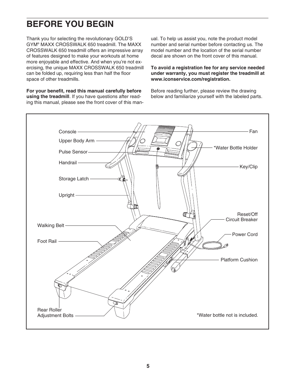 Before you begin | Gold's Gym CWTL05607 User Manual | Page 5 / 36