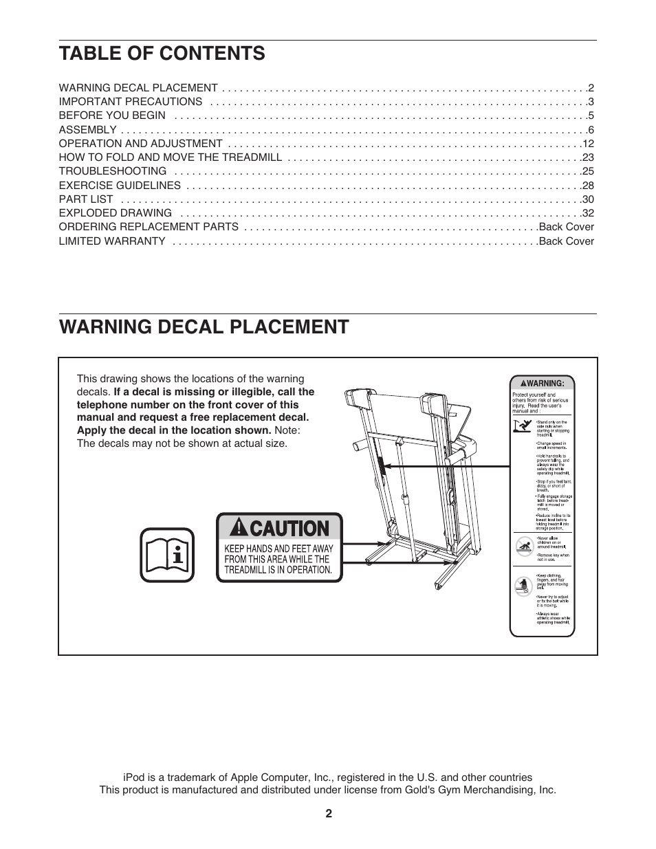 Gold's Gym GGTL80608.0 User Manual | Page 2 / 36