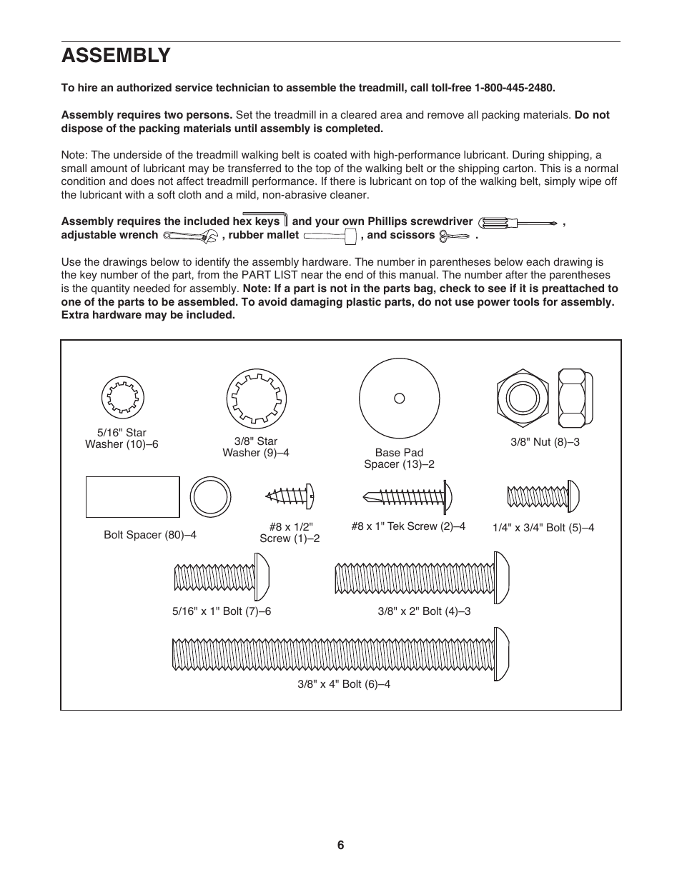 Assembly | Gold's Gym GGTL80608.0 User Manual | Page 6 / 36
