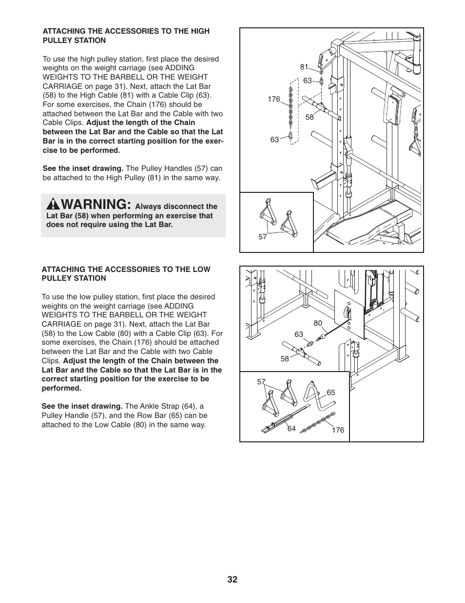 Warning | Gold's Gym GGBE8057.0 User Manual | Page 32 / 44