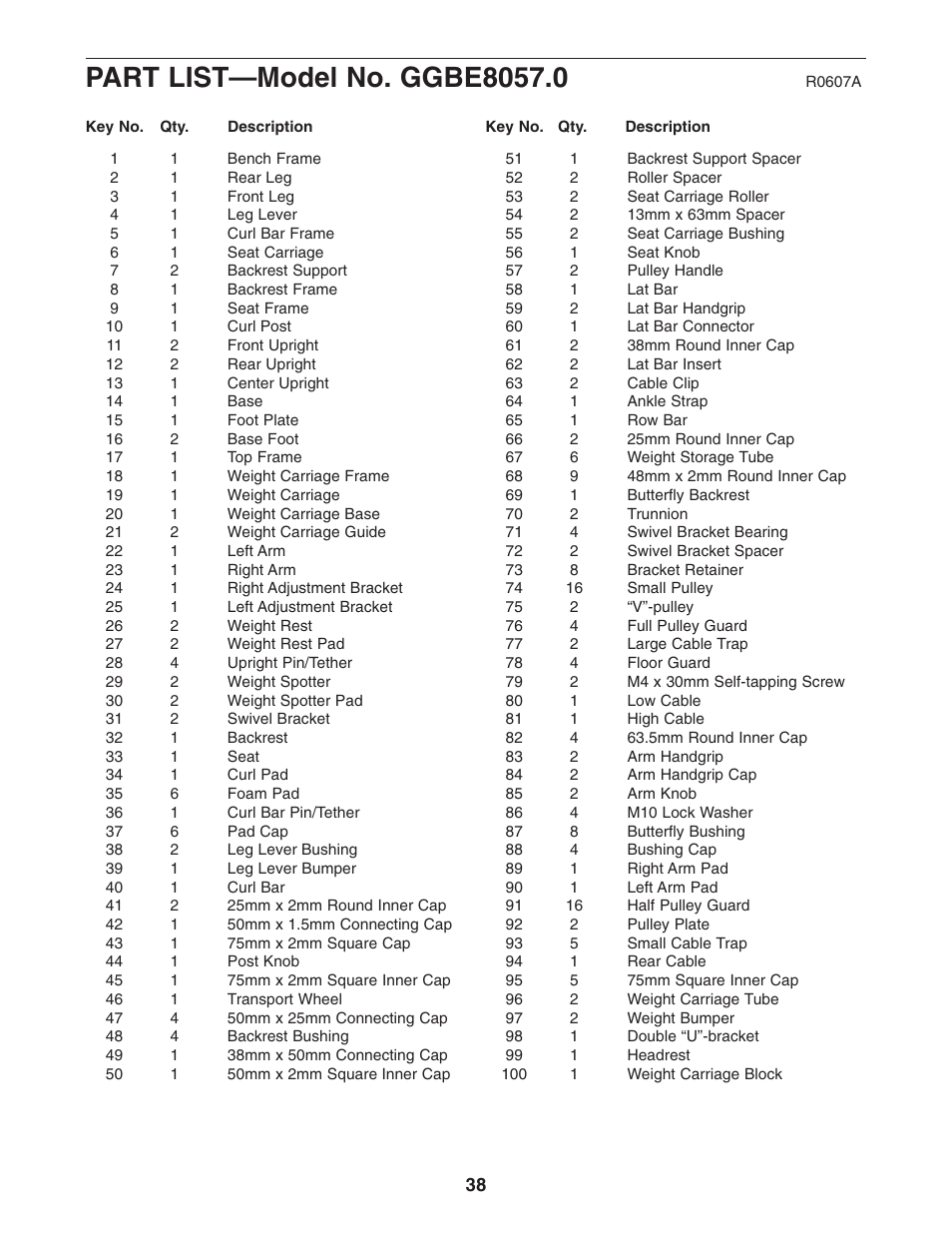 Gold's Gym GGBE8057.0 User Manual | Page 38 / 44