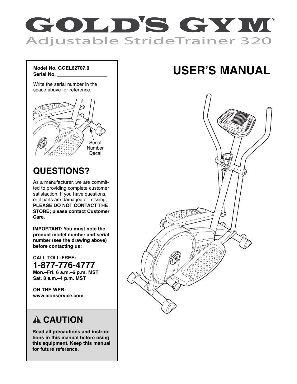 Gold's Gym GGEL62707.0 User Manual | 20 pages