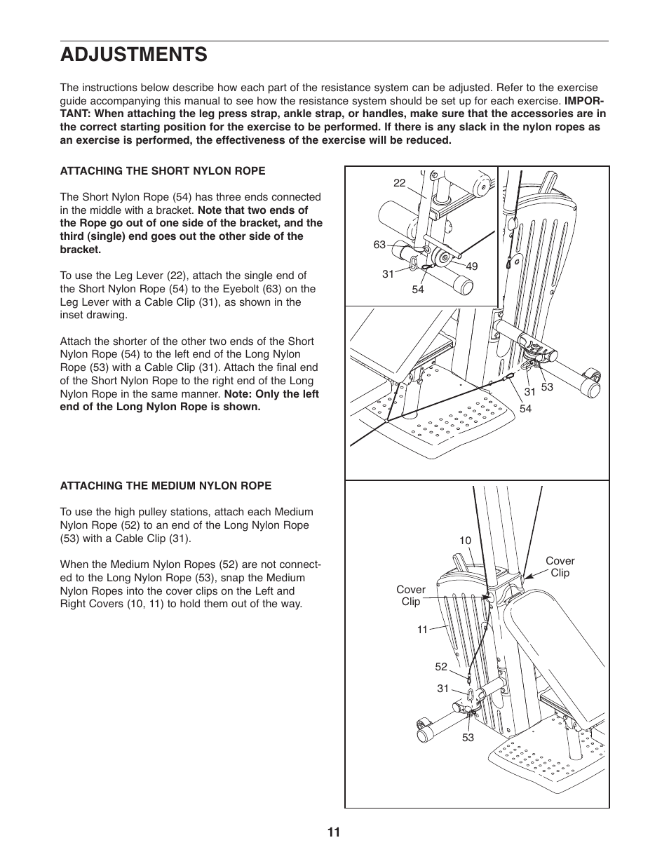 Adjustments | Gold's Gym GGSY2921.0 User Manual | Page 11 / 17