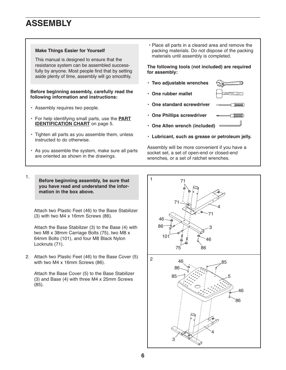 Assembly | Gold's Gym GGSY2921.0 User Manual | Page 6 / 17