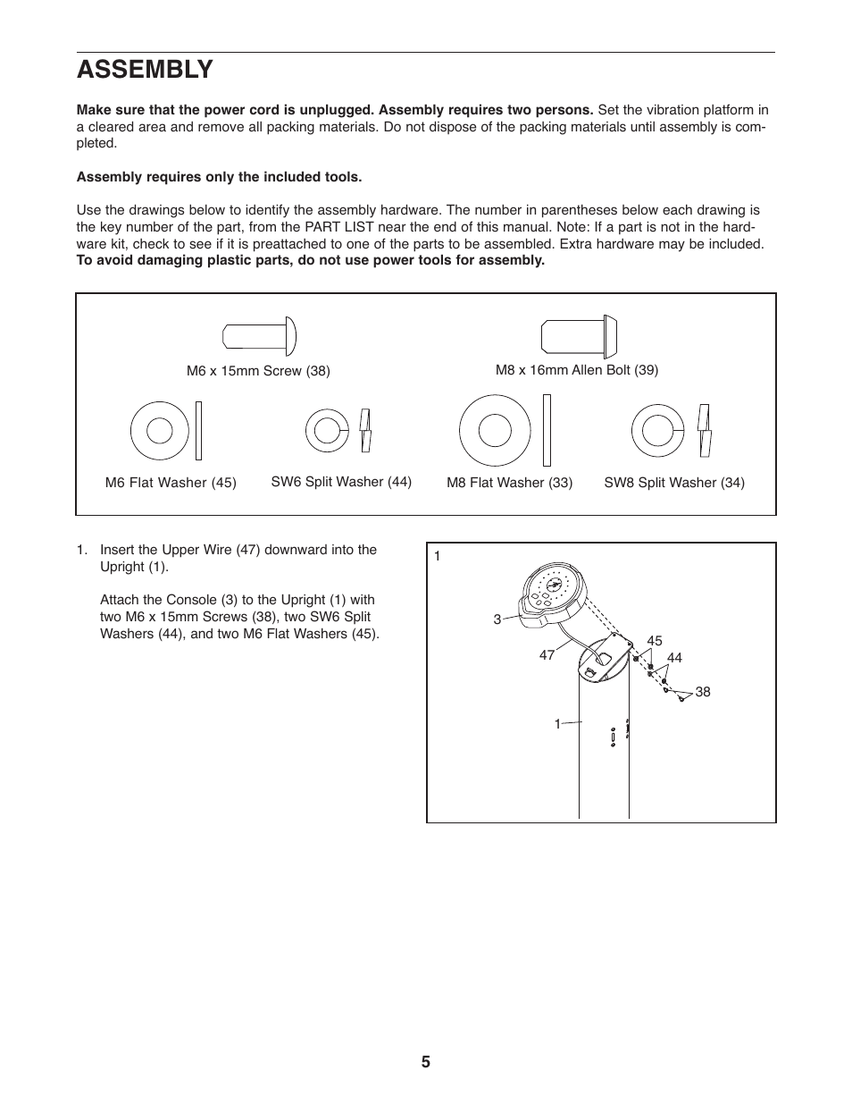 Assembly | Gold's Gym VIBEMAX 580 User Manual | Page 5 / 12