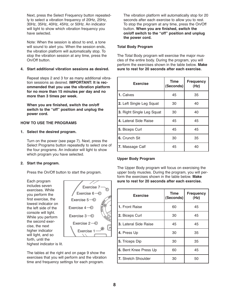 Gold's Gym VIBEMAX 580 User Manual | Page 8 / 12