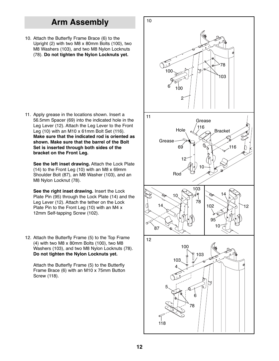 Arm assembly | Gold's Gym GGSY3066.1 User Manual | Page 12 / 36