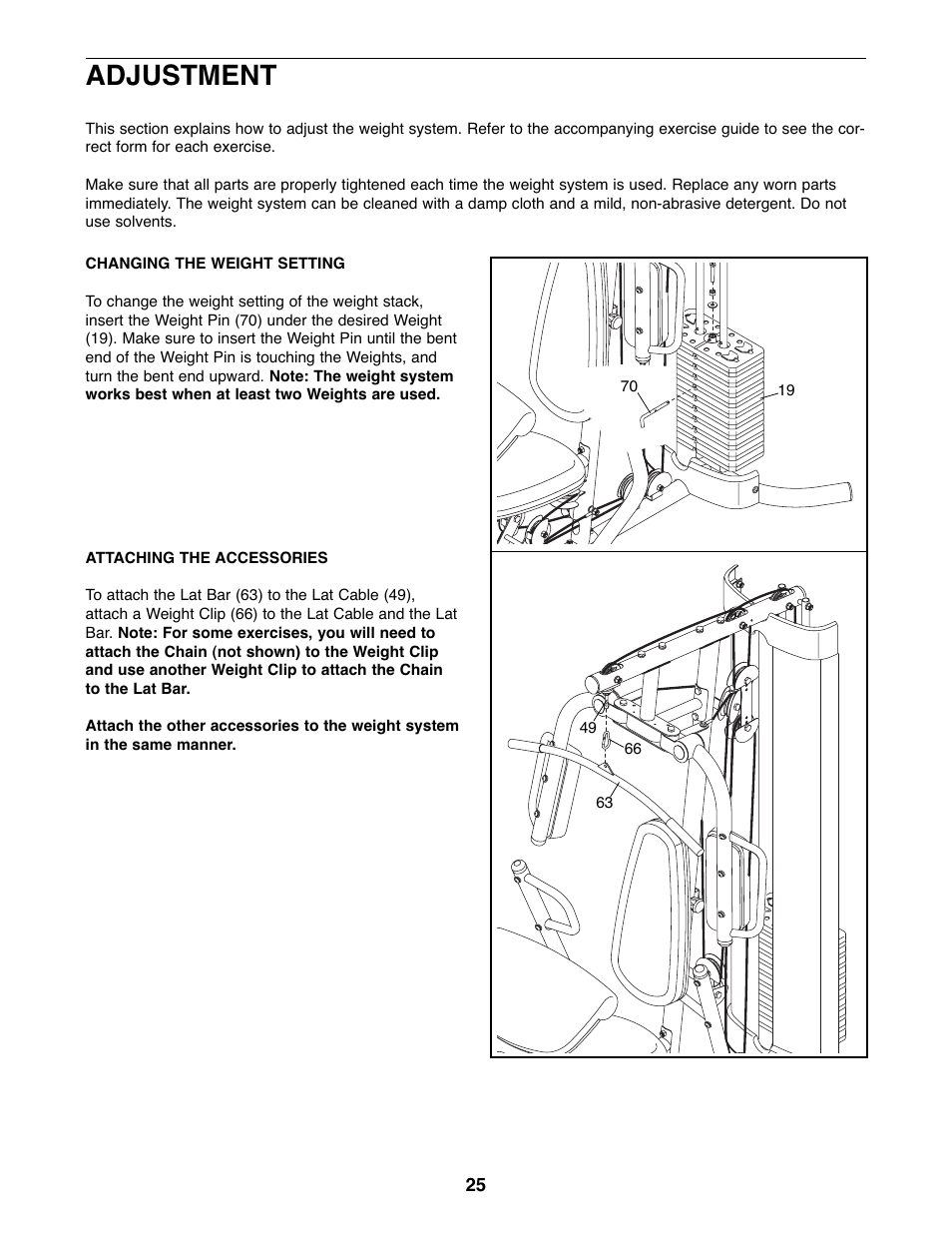 Adjustment | Gold's Gym GGSY3066.1 User Manual | Page 25 / 36