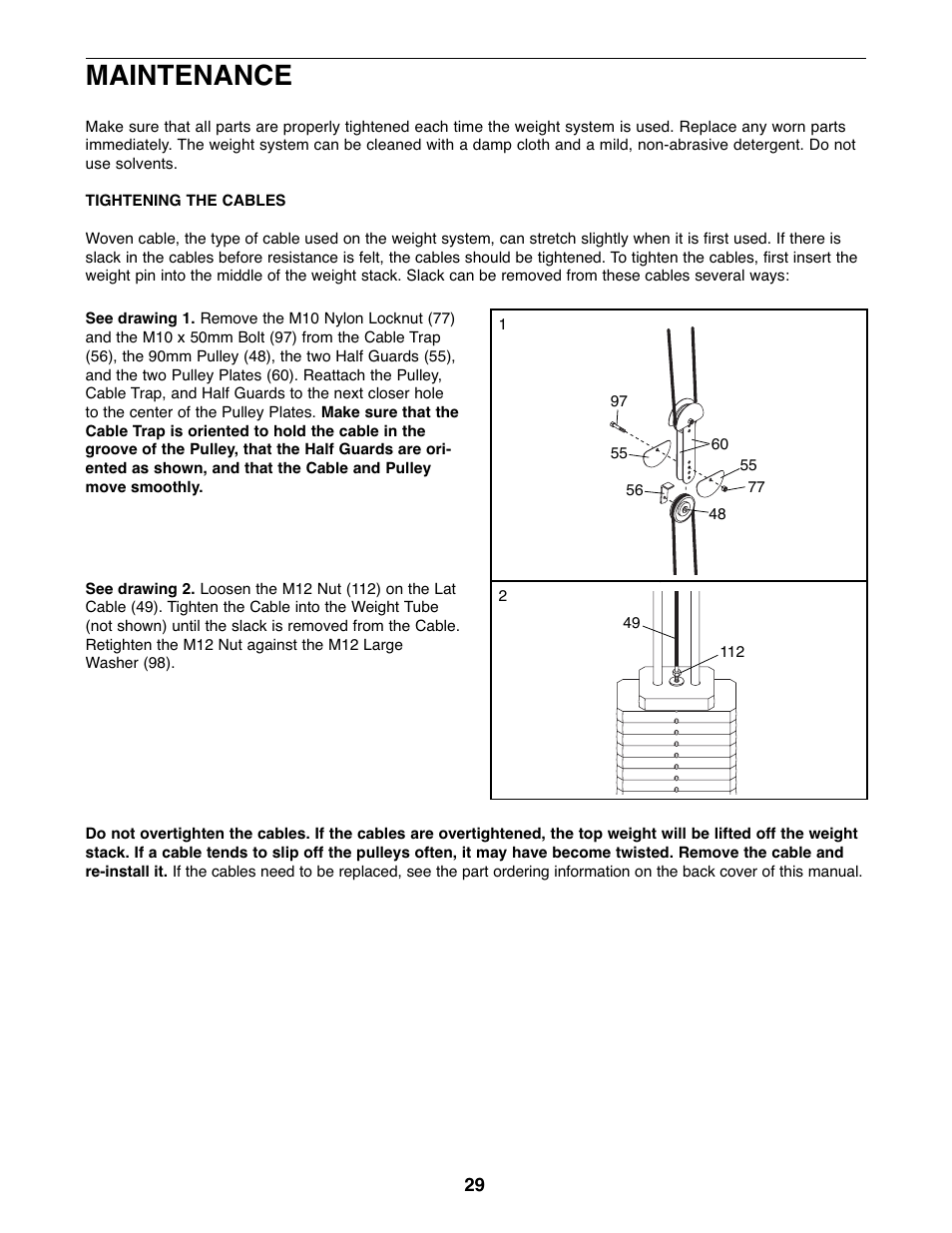 Maintenance | Gold's Gym GGSY3066.1 User Manual | Page 29 / 36