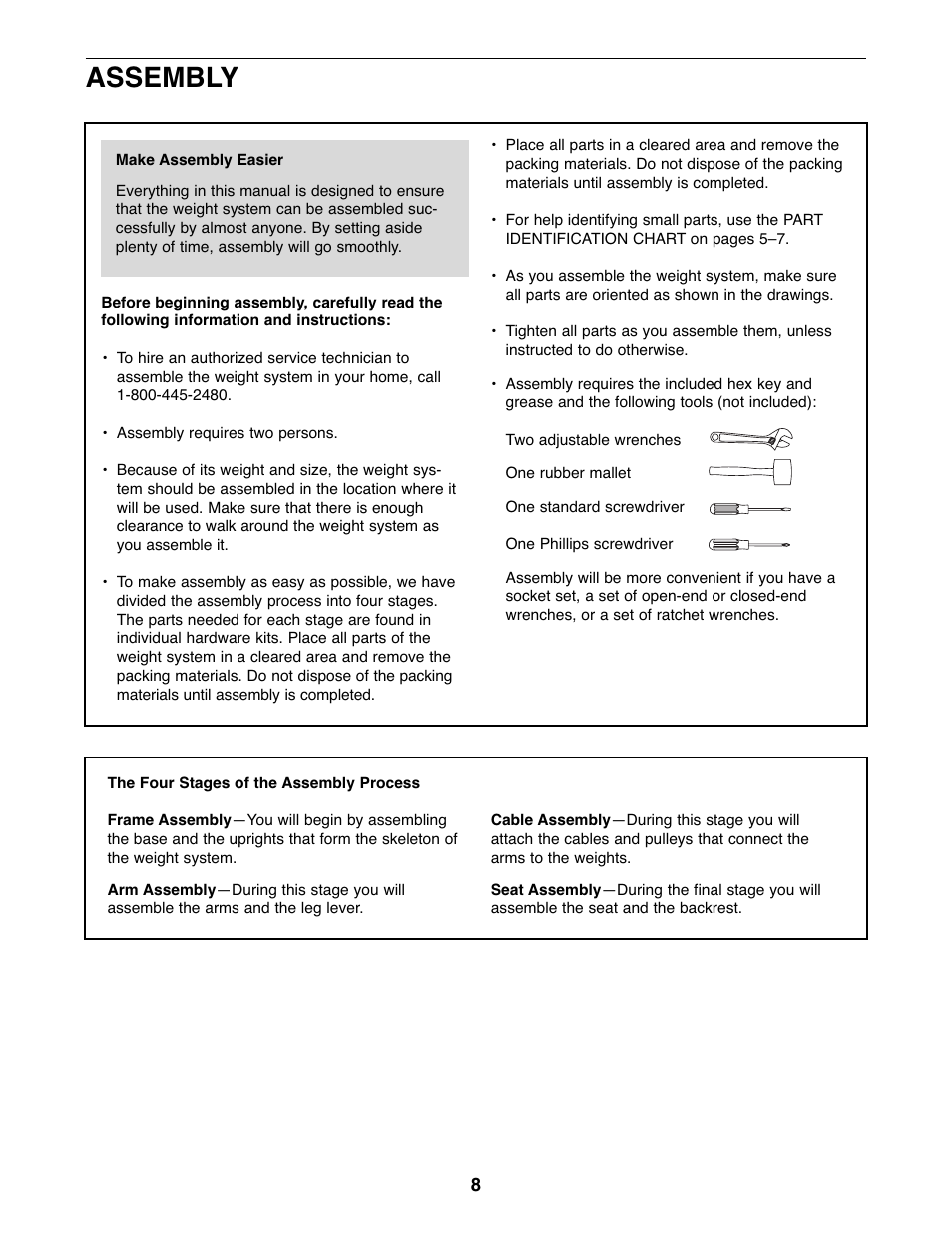 Assembly | Gold's Gym GGSY3066.1 User Manual | Page 8 / 36
