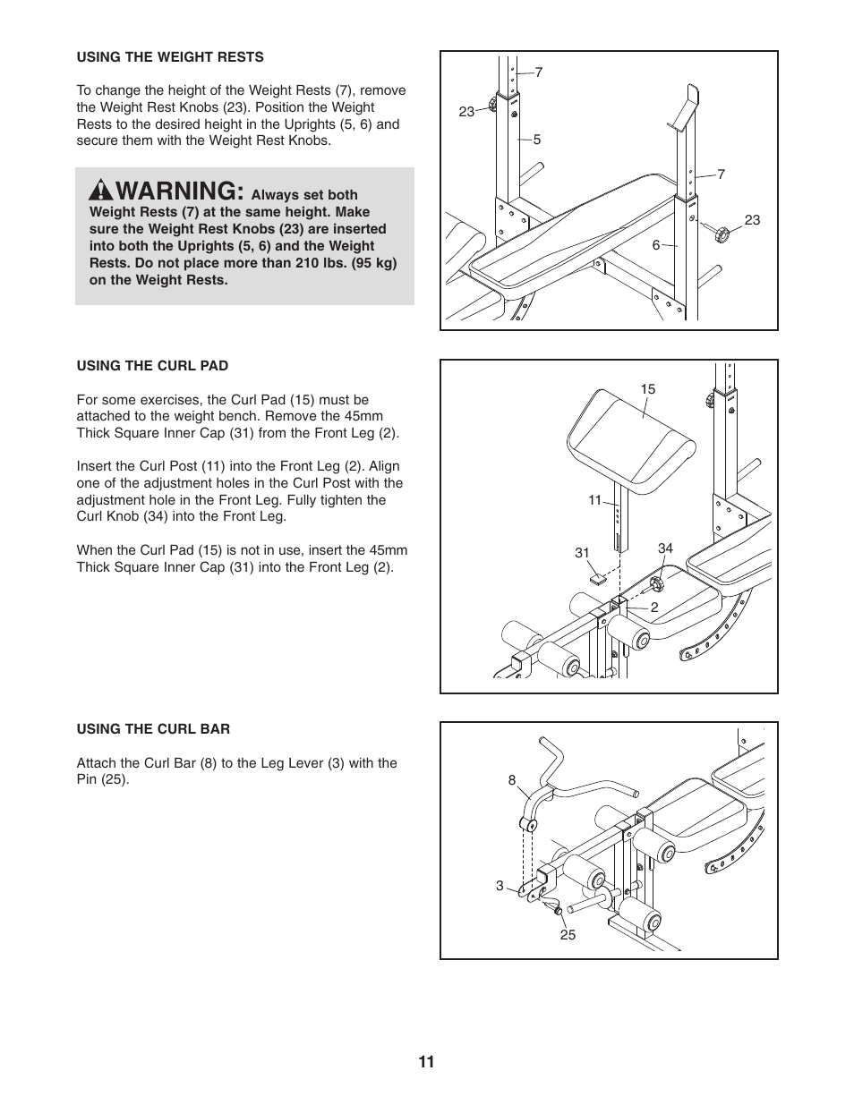 Warning | Gold's Gym GGBE1067.0 User Manual | Page 11 / 16