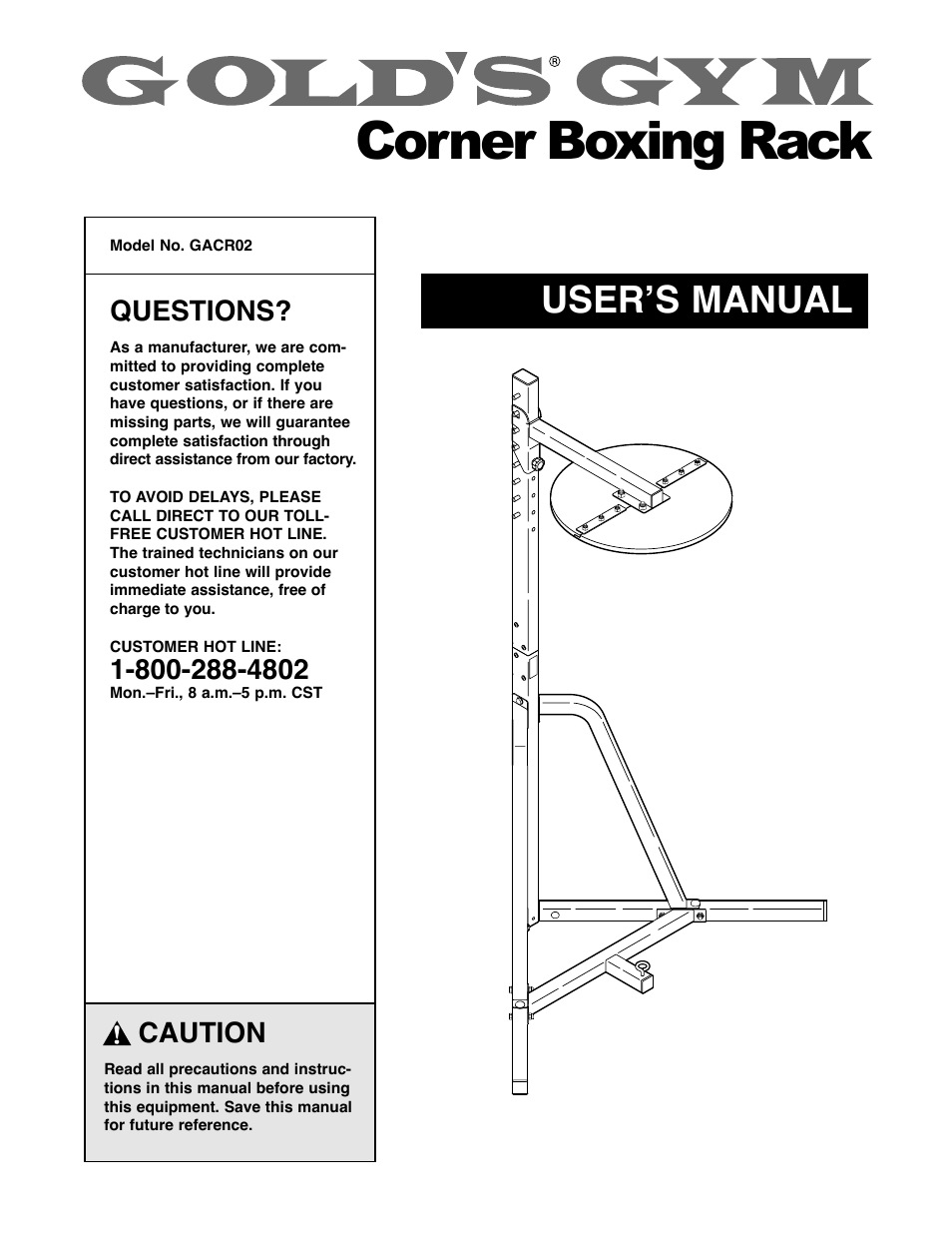 Gold's Gym GACR02 User Manual | 12 pages