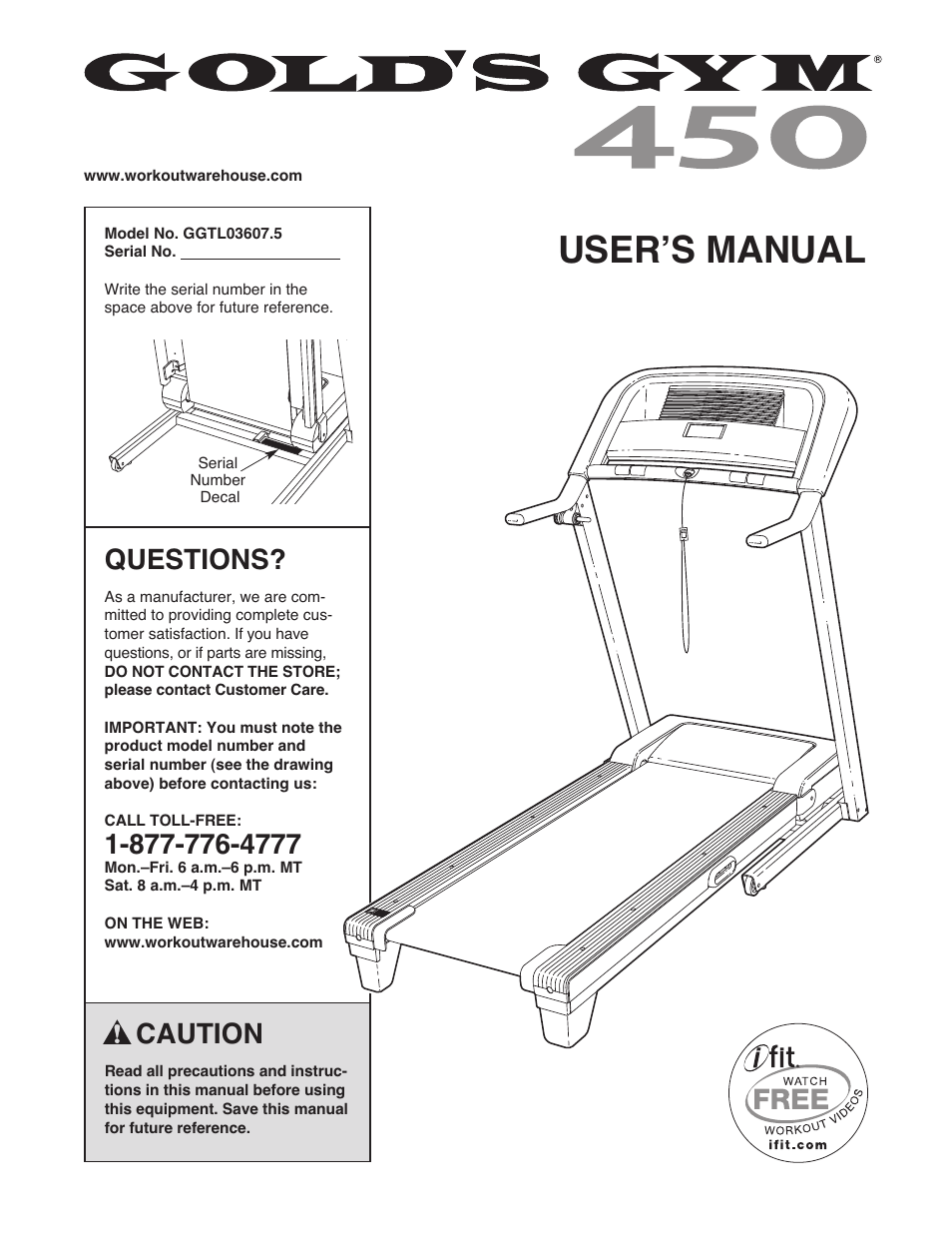Gold's Gym GGTL03607.5 User Manual | 28 pages