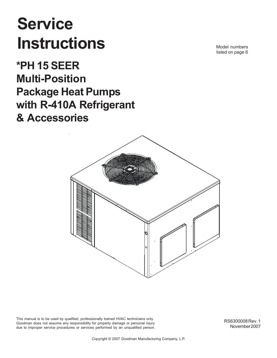 Goodman Mfg R-410A User Manual | 47 pages