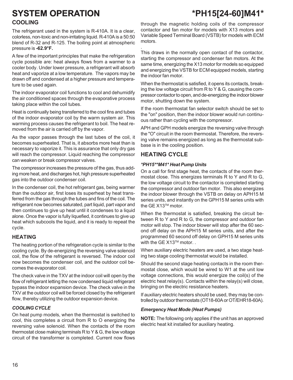 System operation | Goodman Mfg R-410A User Manual | Page 16 / 47