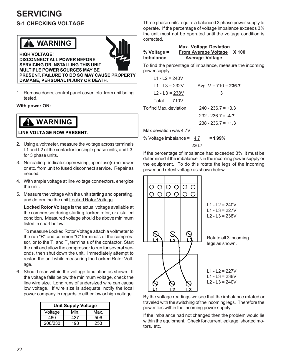 Servicing, Warning | Goodman Mfg R-410A User Manual | Page 22 / 47