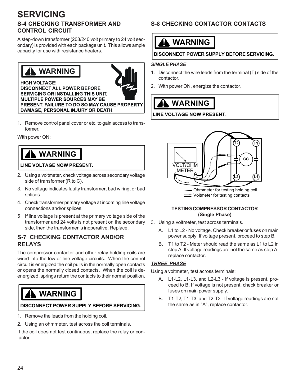 Servicing, Warning | Goodman Mfg R-410A User Manual | Page 24 / 47