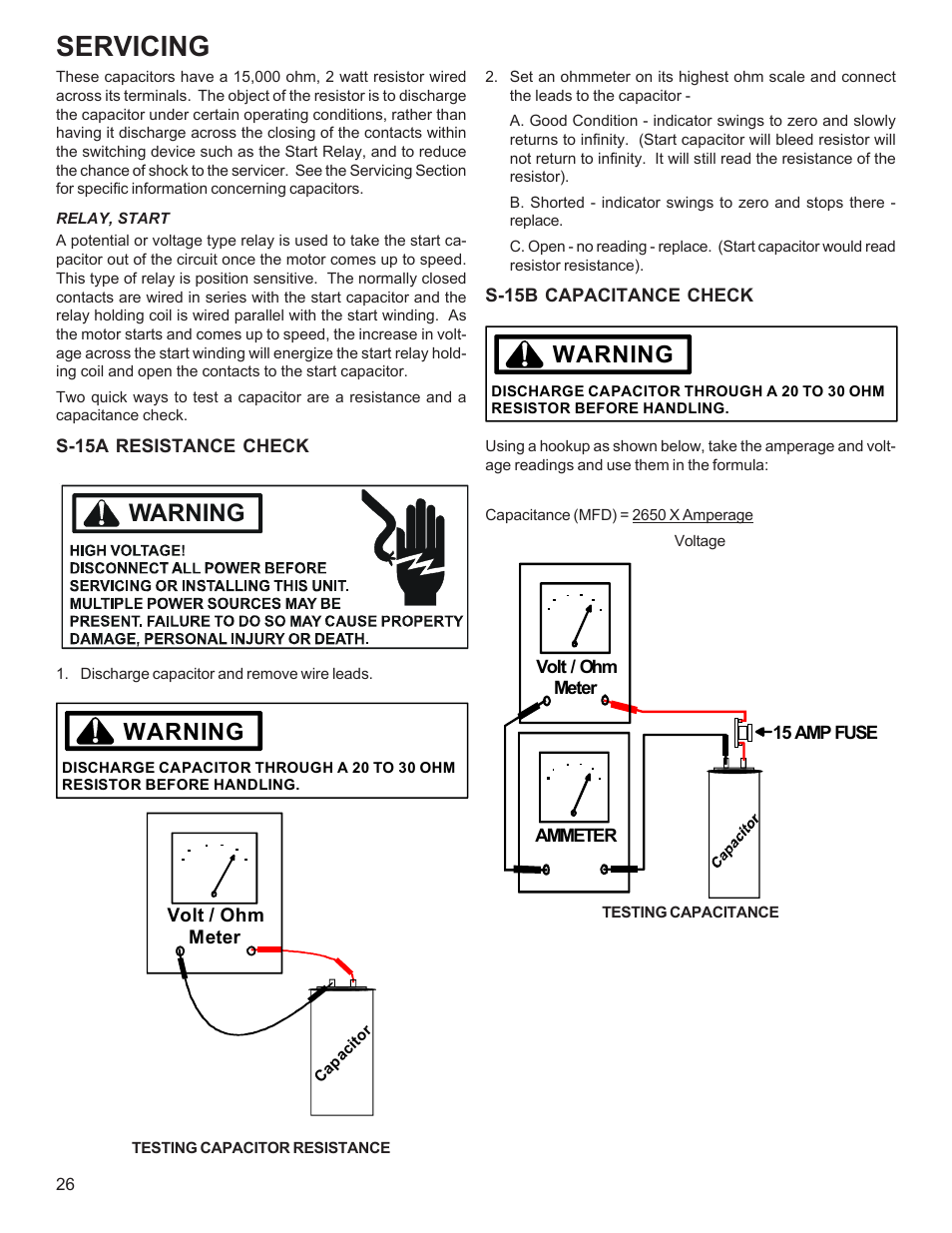 Servicing, Warning | Goodman Mfg R-410A User Manual | Page 26 / 47