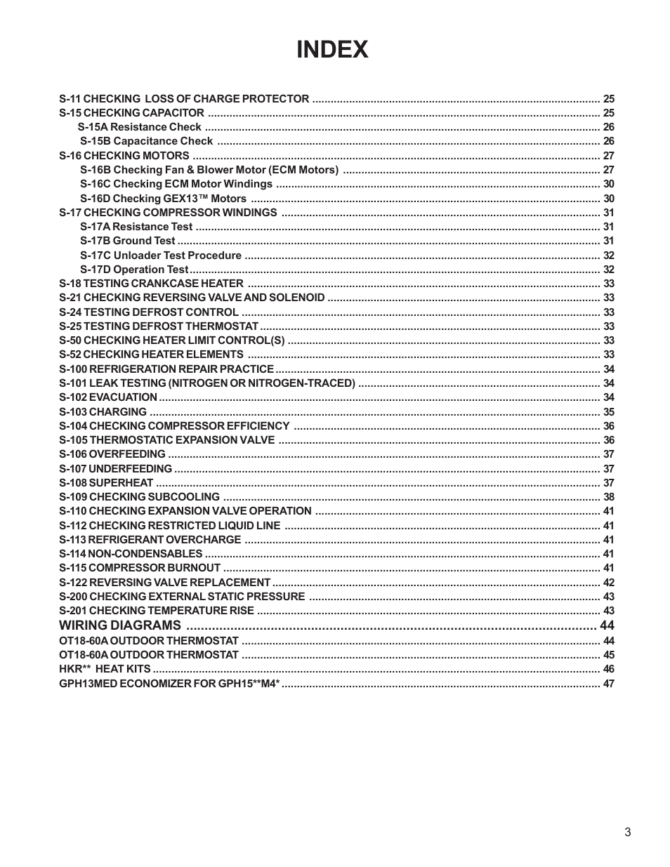 Index | Goodman Mfg R-410A User Manual | Page 3 / 47