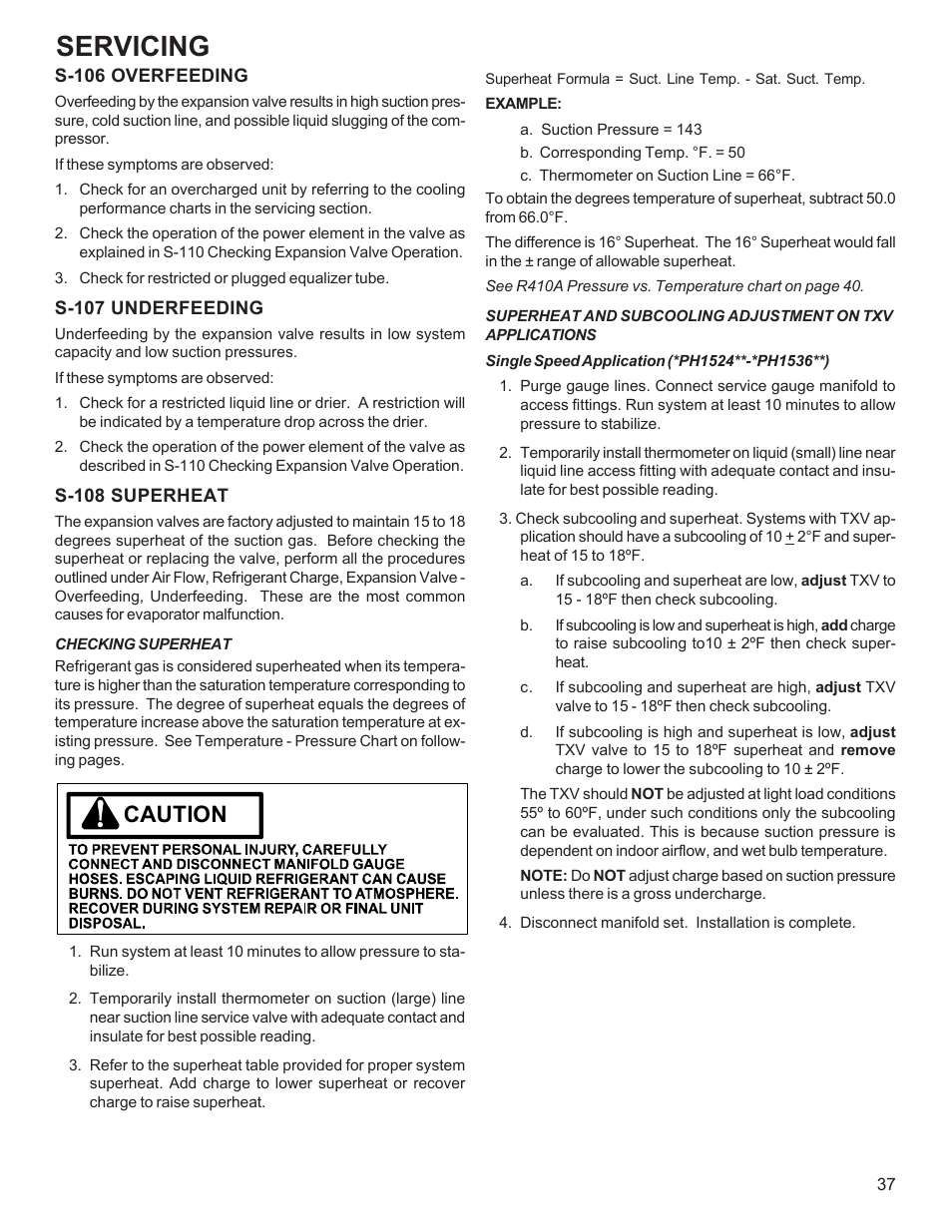 Servicing, Caution | Goodman Mfg R-410A User Manual | Page 37 / 47