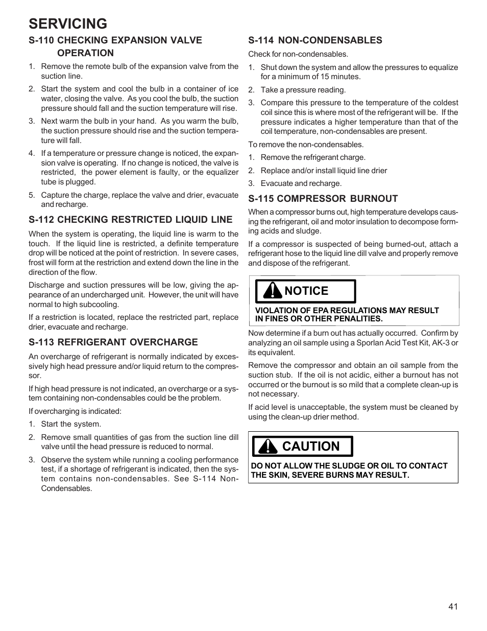 Servicing, Caution, Notice | Goodman Mfg R-410A User Manual | Page 41 / 47