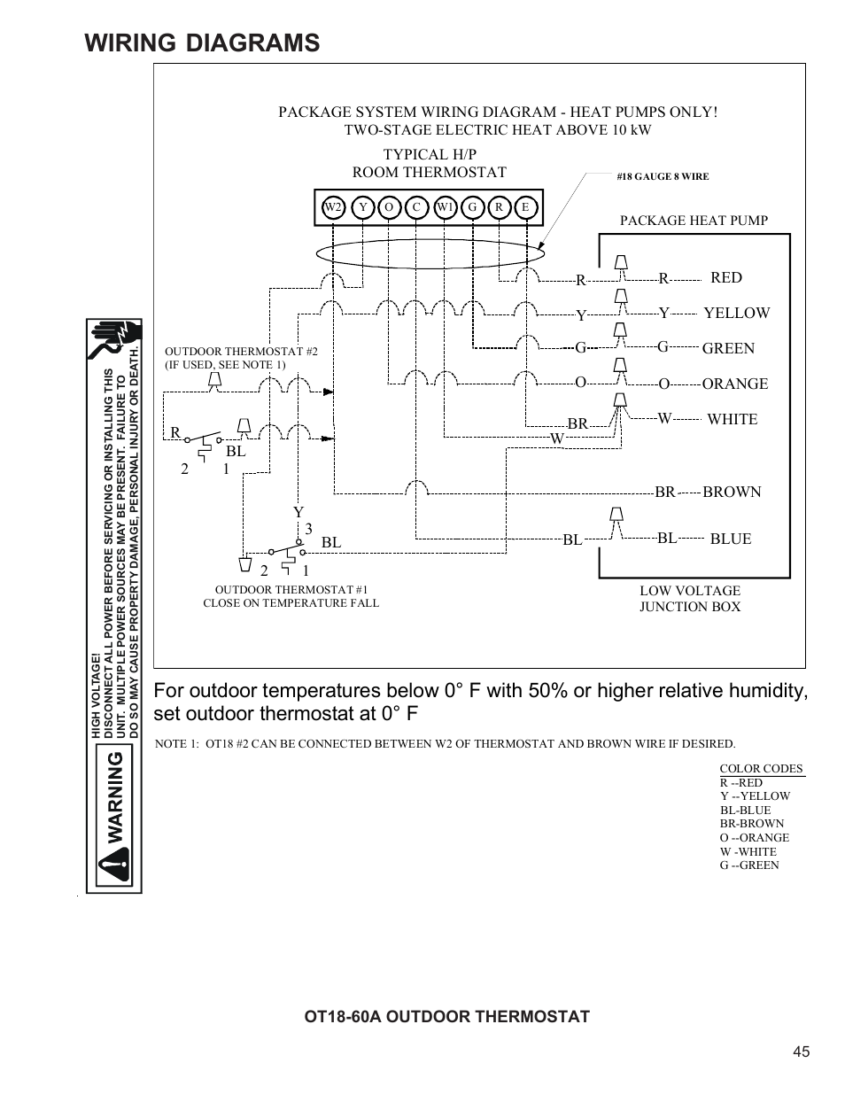 Wiring diagrams, Ot18-60a outdoor thermostat | Goodman Mfg R-410A User Manual | Page 45 / 47