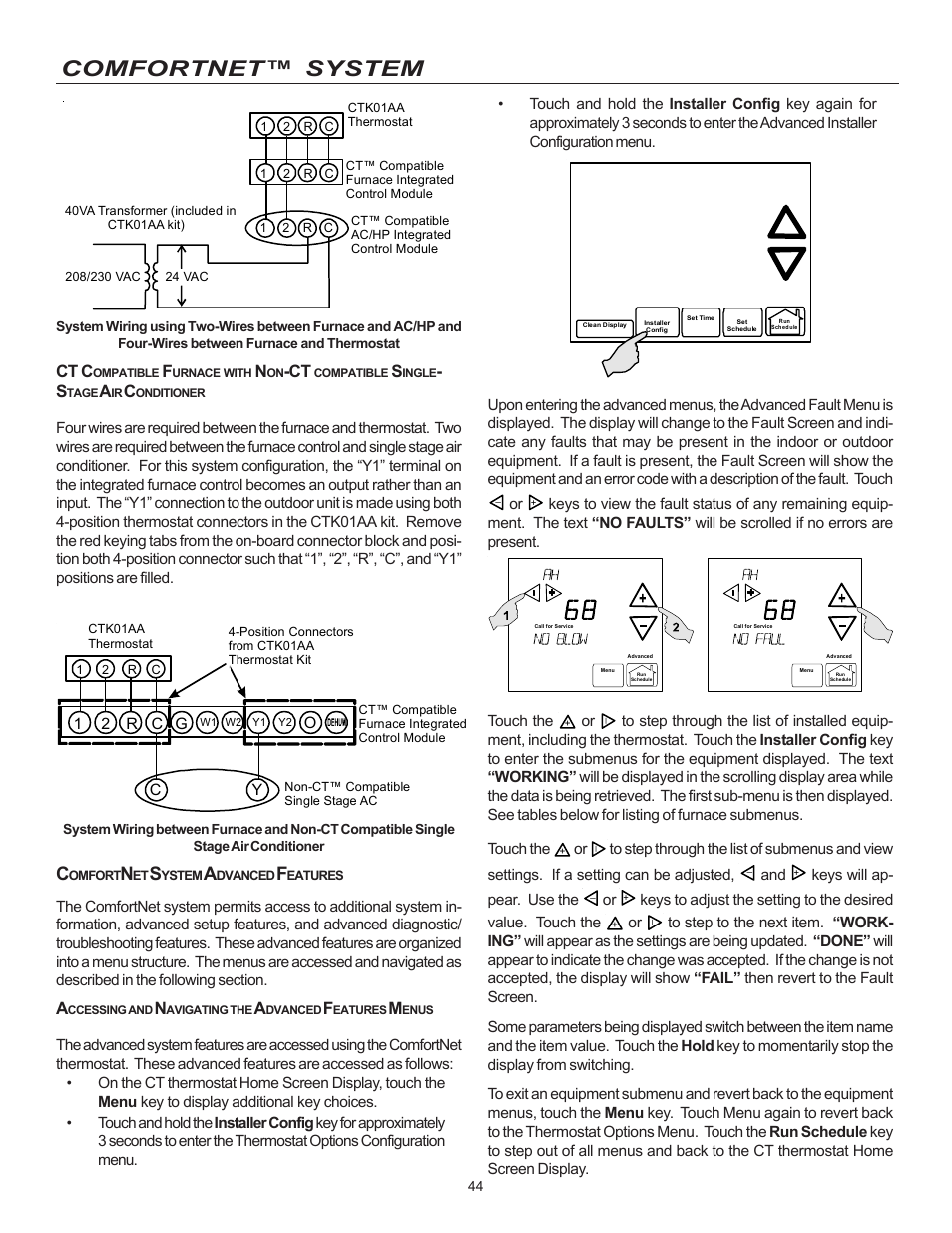 Comfortnet™ system, Ct c | Goodman Mfg MVC95 User Manual | Page 44 / 60