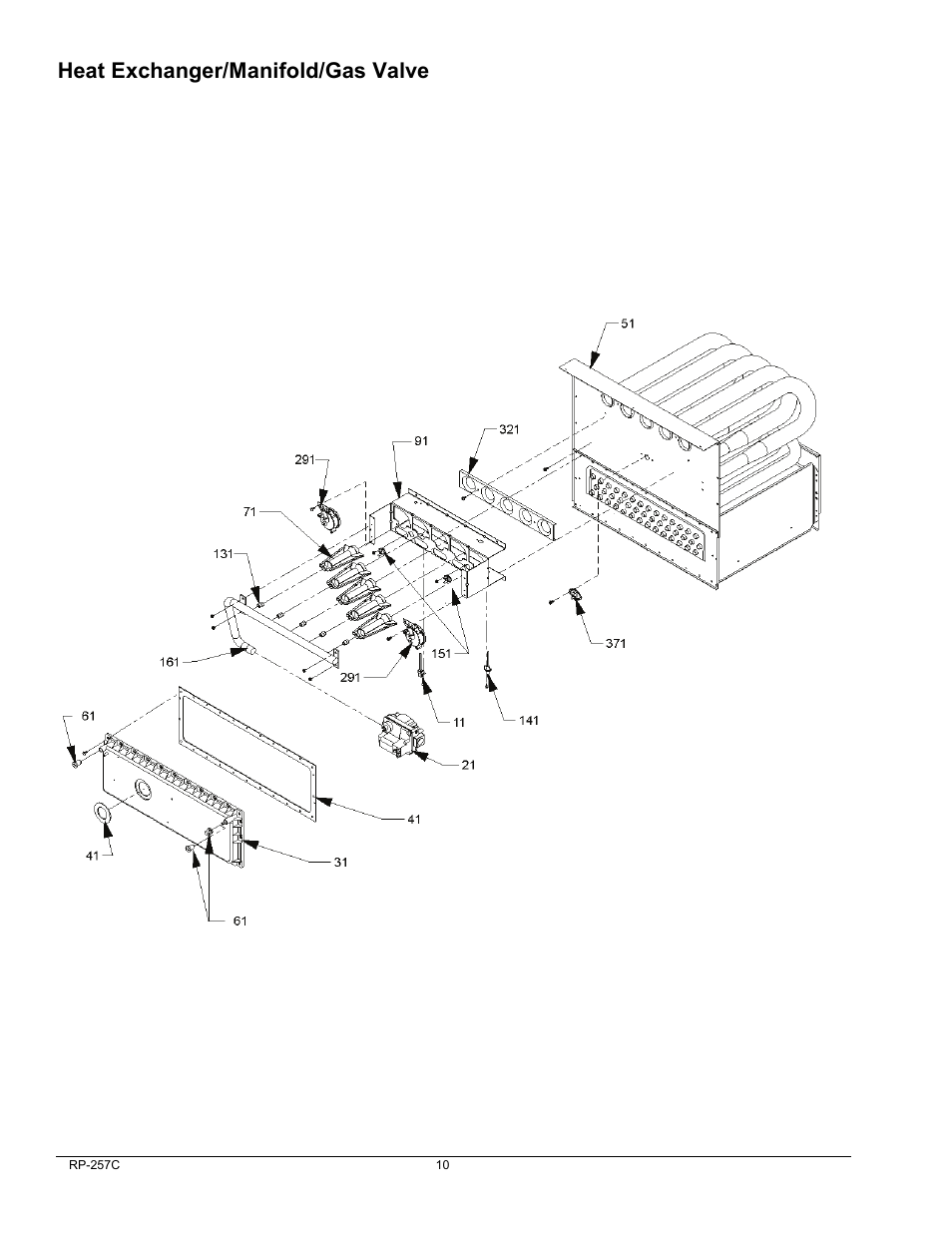 Heat exchanger/manifold/gas valve | Goodman Mfg GMS91155DXA User Manual | Page 10 / 11