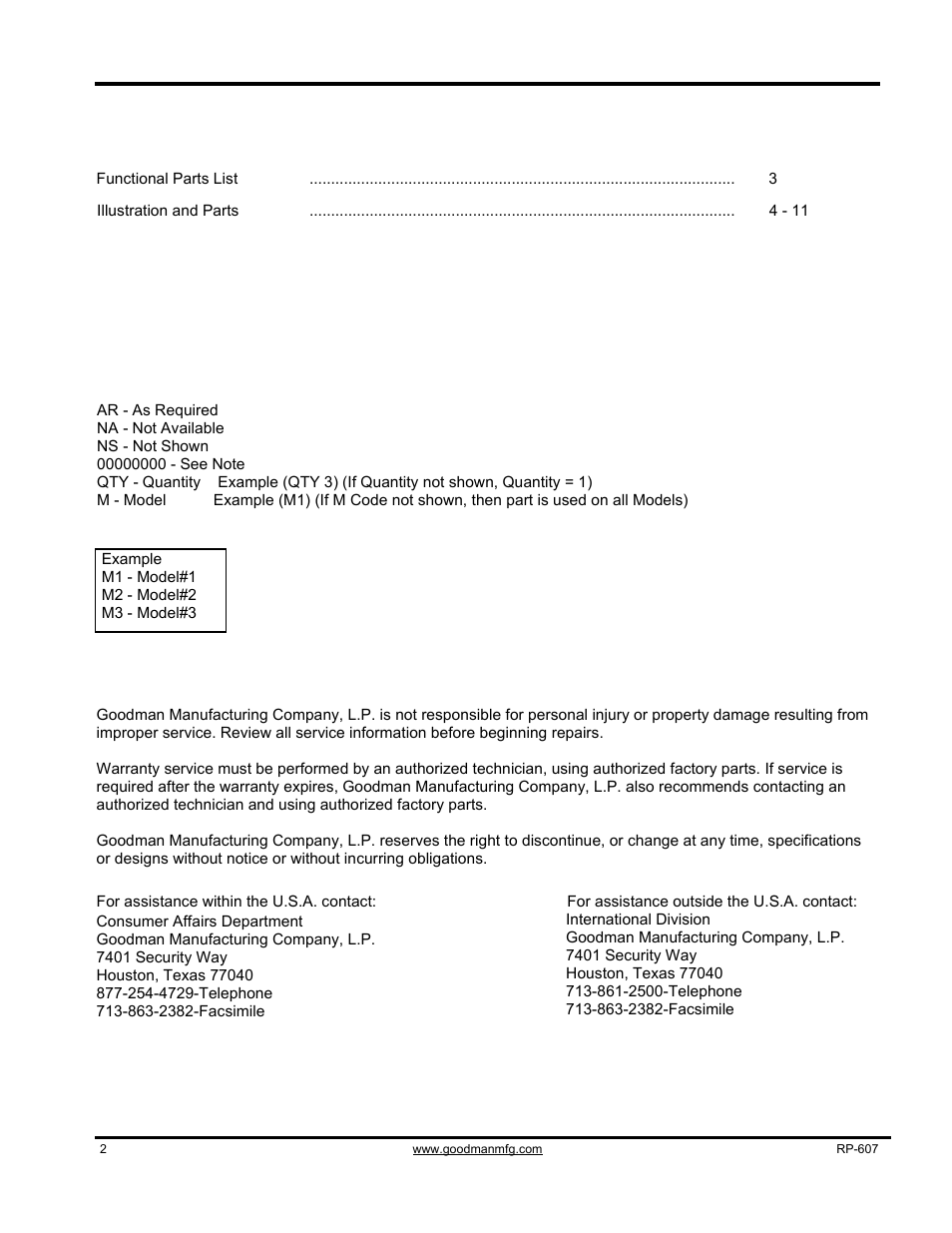 Important information, Index | Goodman Mfg GMS80905CNCC User Manual | Page 2 / 12