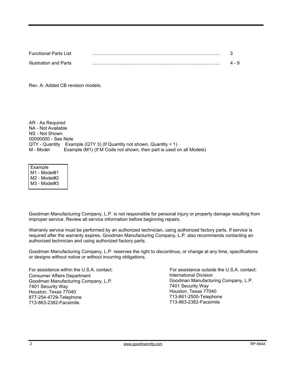 Important information, Index | Goodman Mfg GDS80904BXCB User Manual | Page 2 / 10