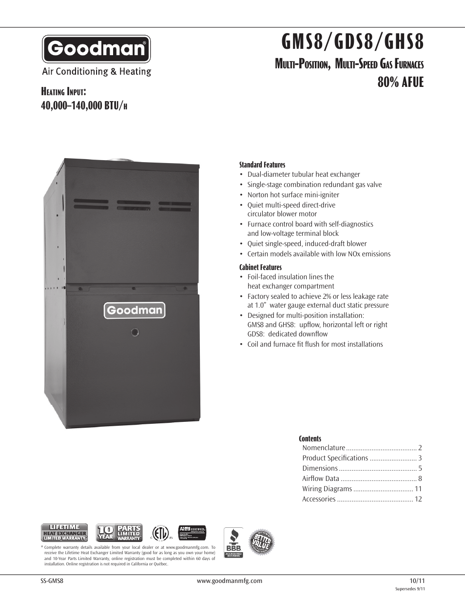 Goodman Mfg GDS8 User Manual | 12 pages