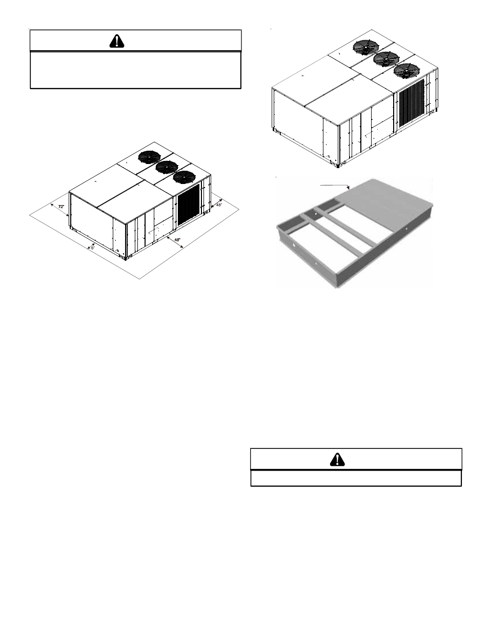 Clearances, Roof curb post-installation checks, Roof top duct connections | Caution | Goodman Mfg IO-367B User Manual | Page 6 / 20