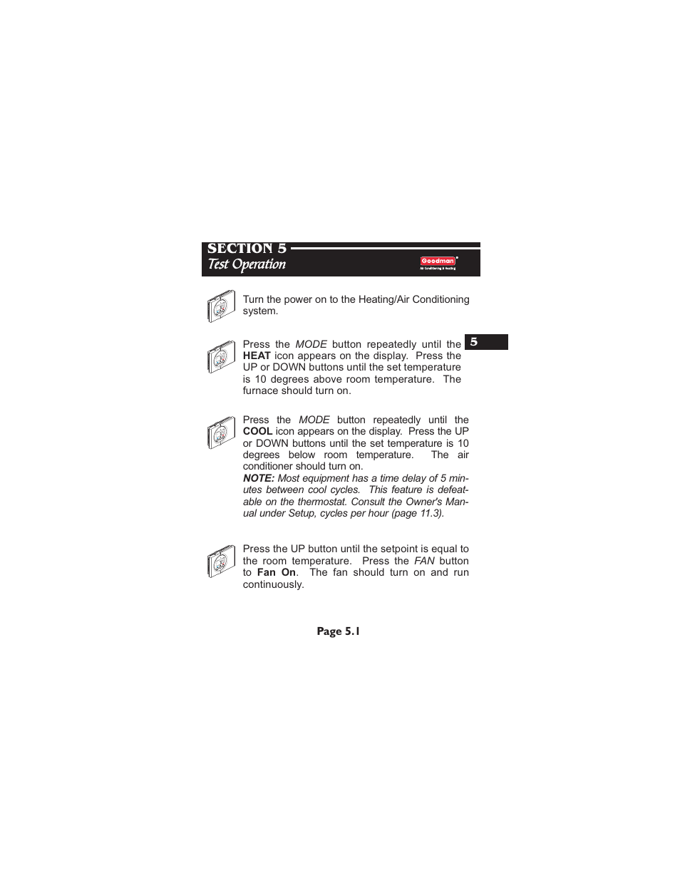 Page 5.1 | Goodman Mfg TSTATG2111 User Manual | Page 13 / 16