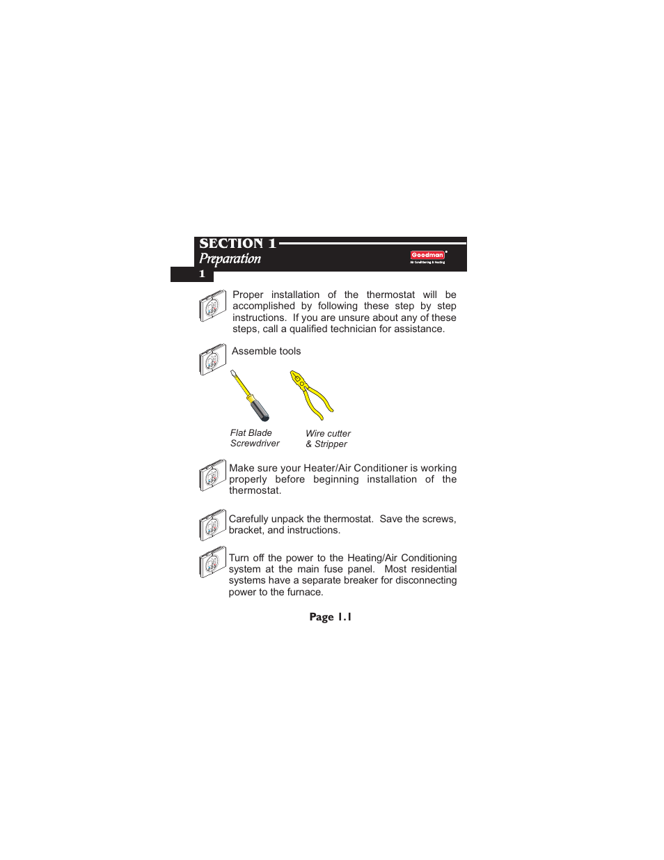 Page 1.1 | Goodman Mfg TSTATG2111 User Manual | Page 4 / 16