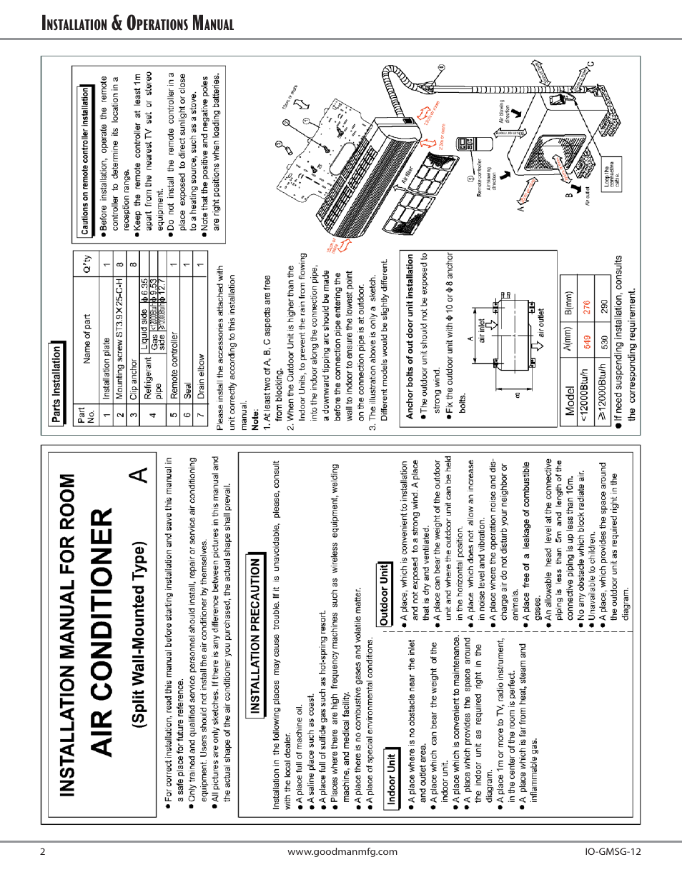 Goodman Mfg MSG-12CRN1 User Manual | Page 2 / 4