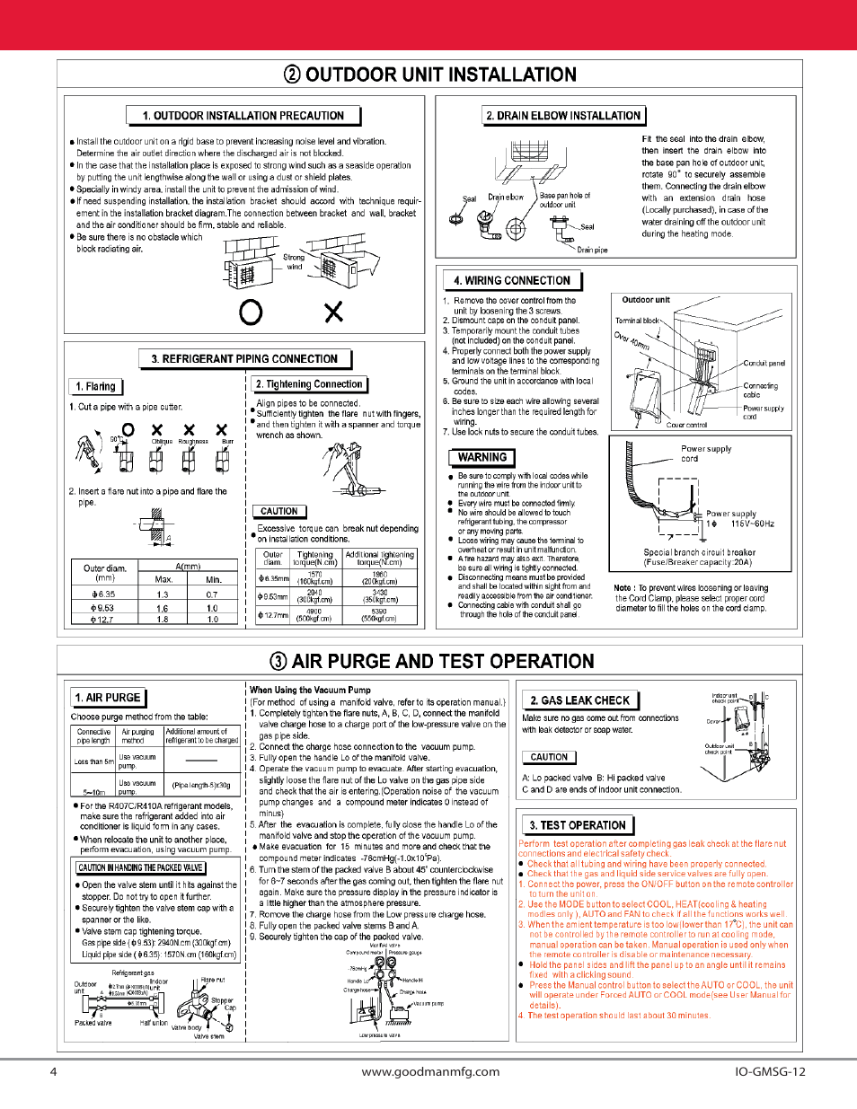 Goodman Mfg MSG-12CRN1 User Manual | Page 4 / 4