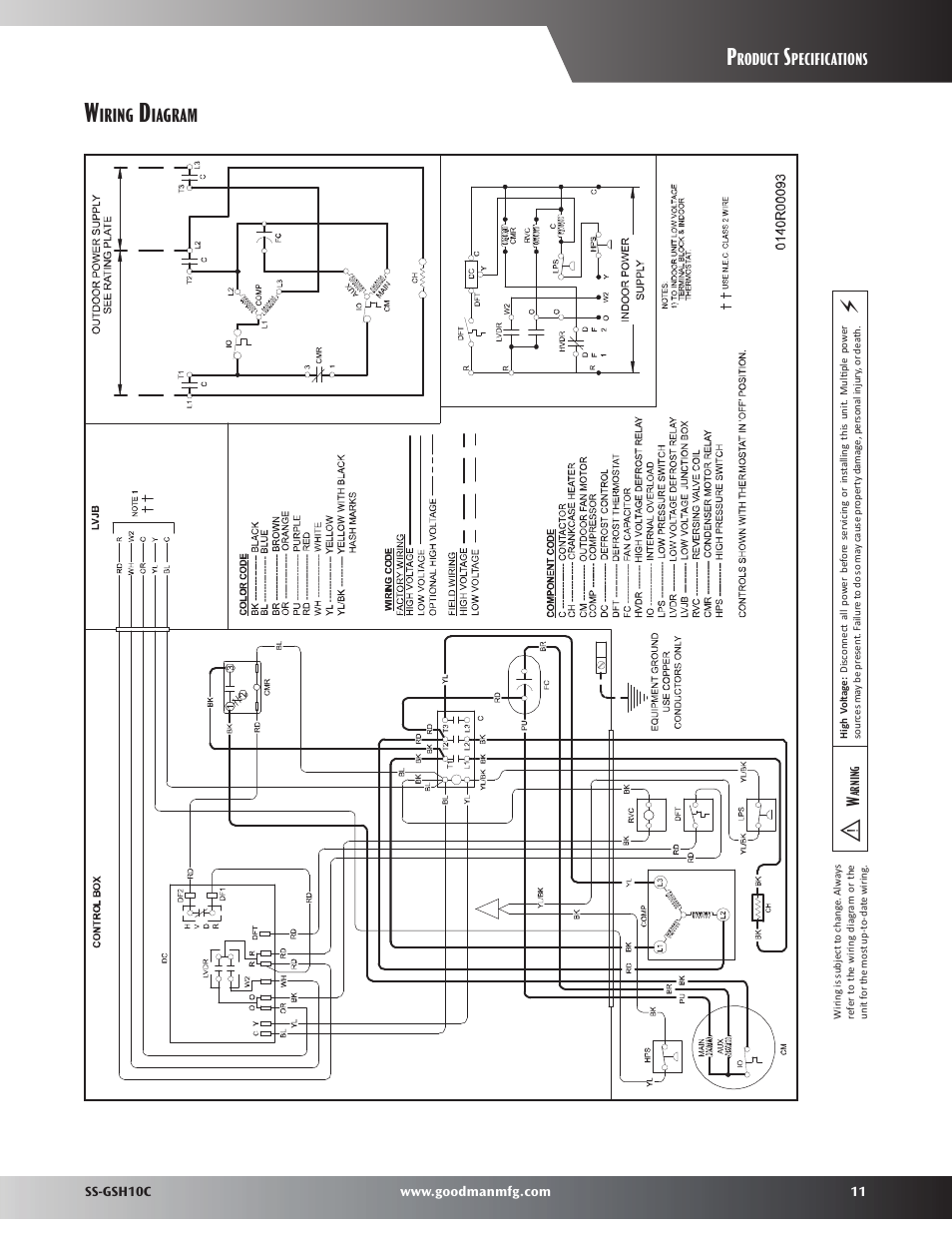 Wiring diagrams, Gsh10*****a, Iring | Iagram, Roduct, Pecifications | Goodman Mfg SS-GSH10C User Manual | Page 11 / 12