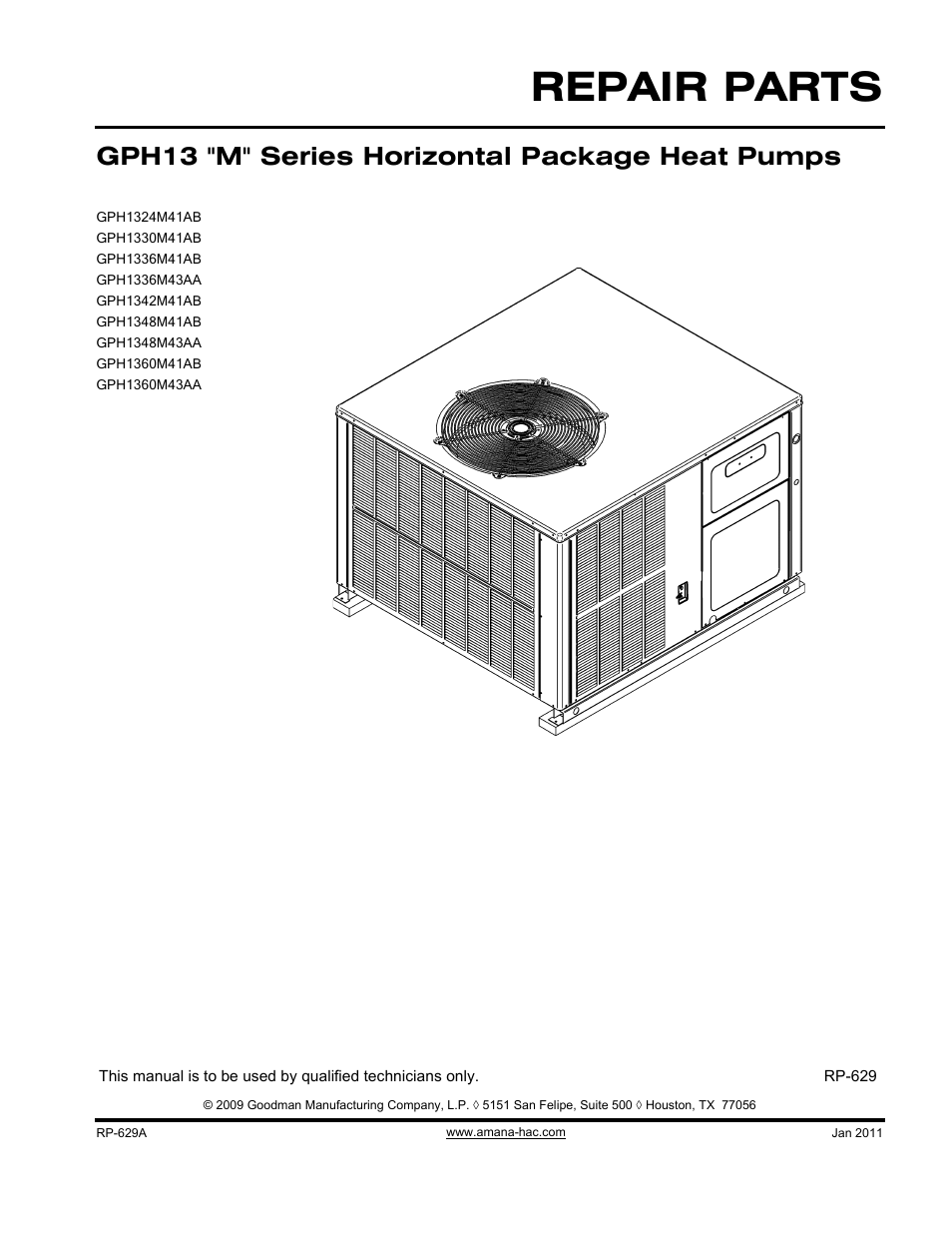 Goodman Mfg GPH1348M43AA User Manual | 12 pages