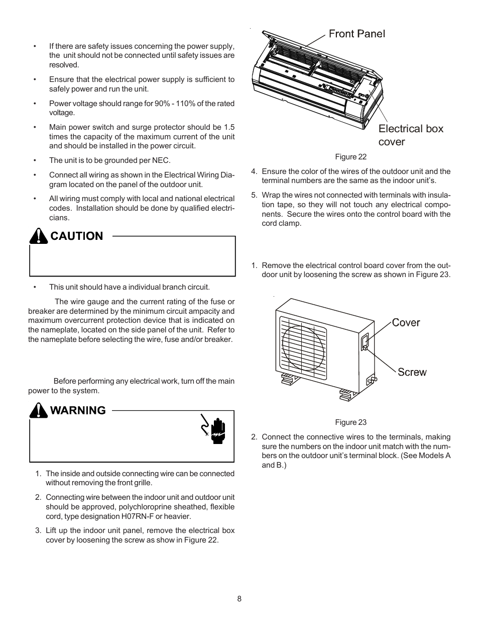 Electrical box cover | Goodman Mfg Split Type Room Air Conditioner and Heat Pump 000 &12 User Manual | Page 8 / 12