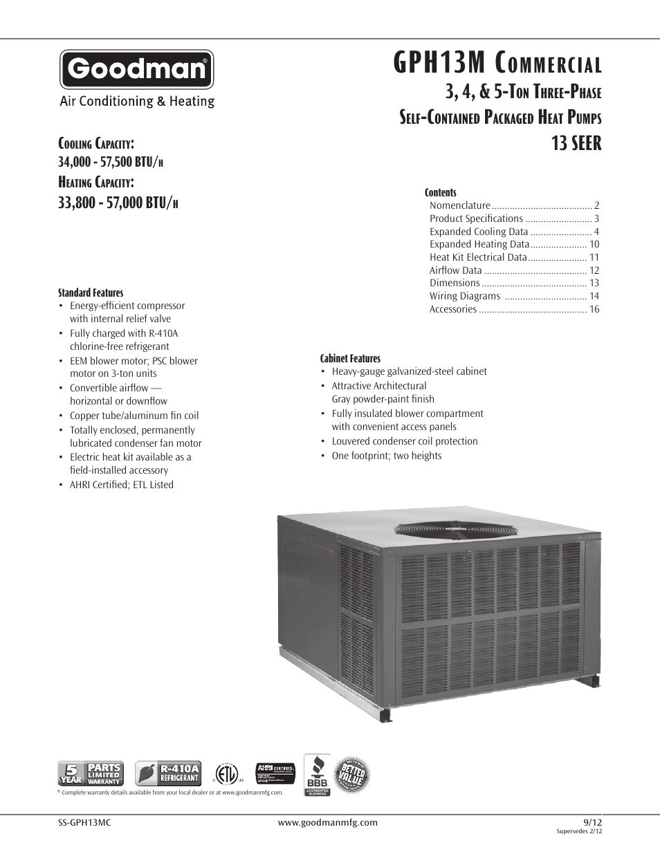 Goodman Mfg SS-GPH13MC User Manual | 16 pages