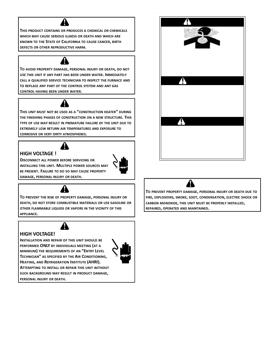 High voltage | Goodman Mfg ANSI Z21.47CSA-2.3 User Manual | Page 3 / 32