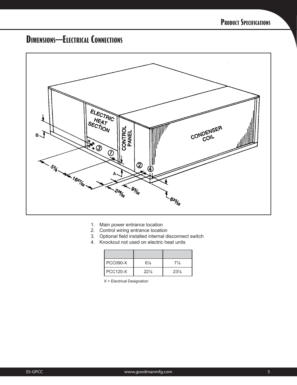 Imensions, Lectrical, Onnections | Goodman Mfg 10.3 EER User Manual | Page 5 / 12